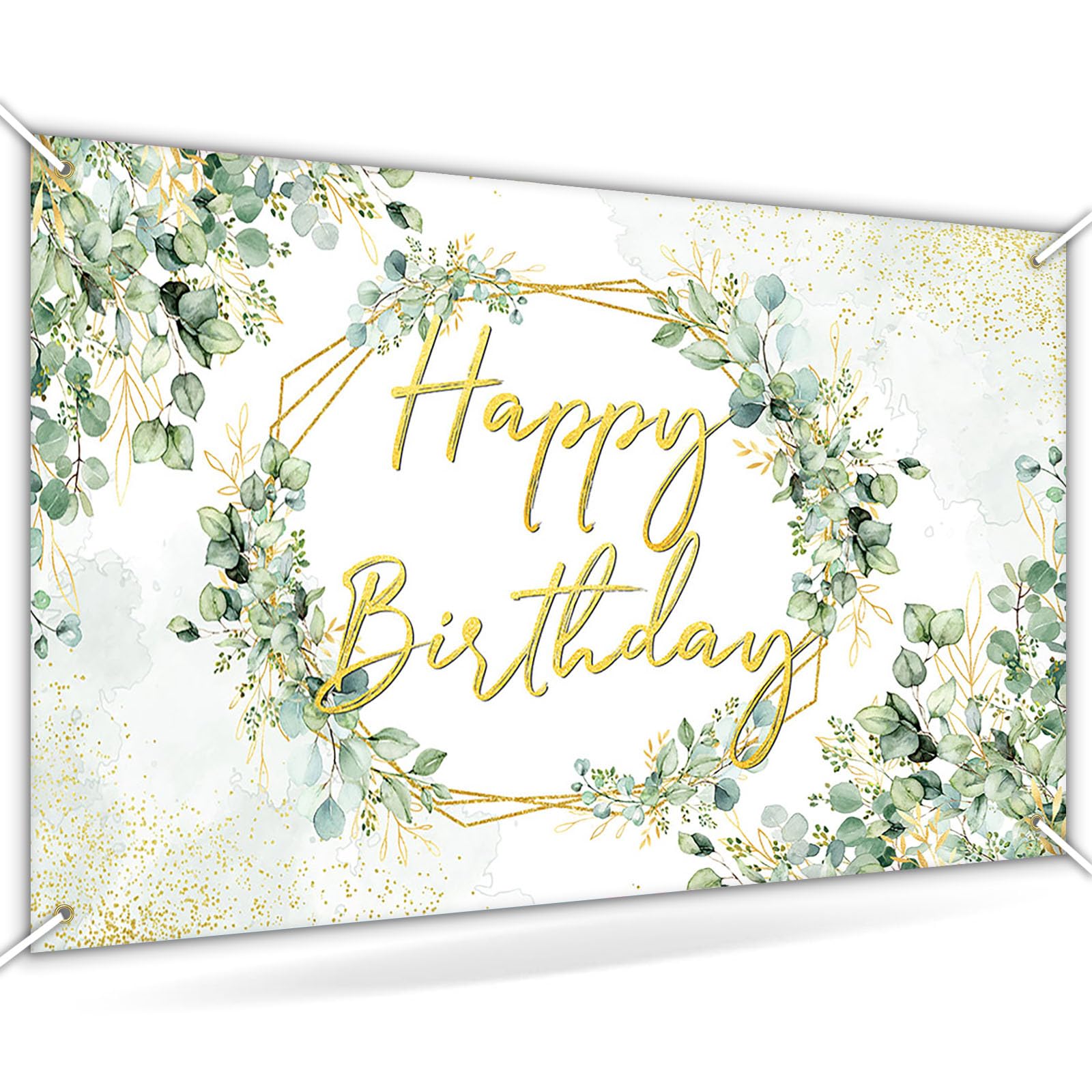 Avezano Sage Green Birthday Backdrop | 70.8x43.3 Inch Greenery Eucalyptus Party Background