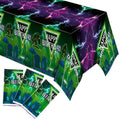 AwserTantue Green & Purple Monster Truck Tablecloth Set (3-Pack) - 54x108 Inch Disposable Rectangular Table Cover for Birthday Parties