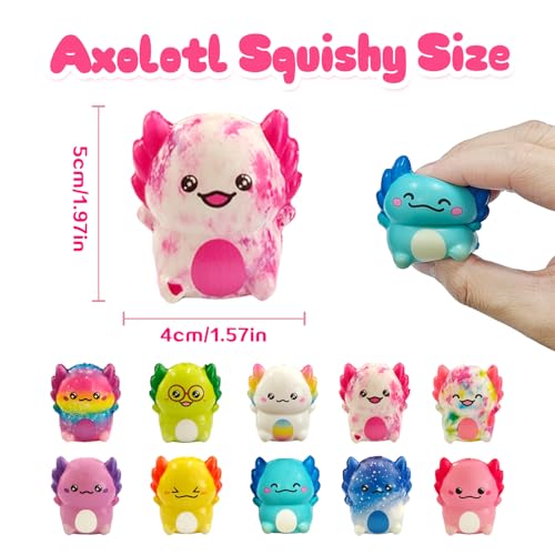 Axolotl Slow Rising Squishy Toys - 20 Pack - Cute Party Favors & Classroom Prizes
