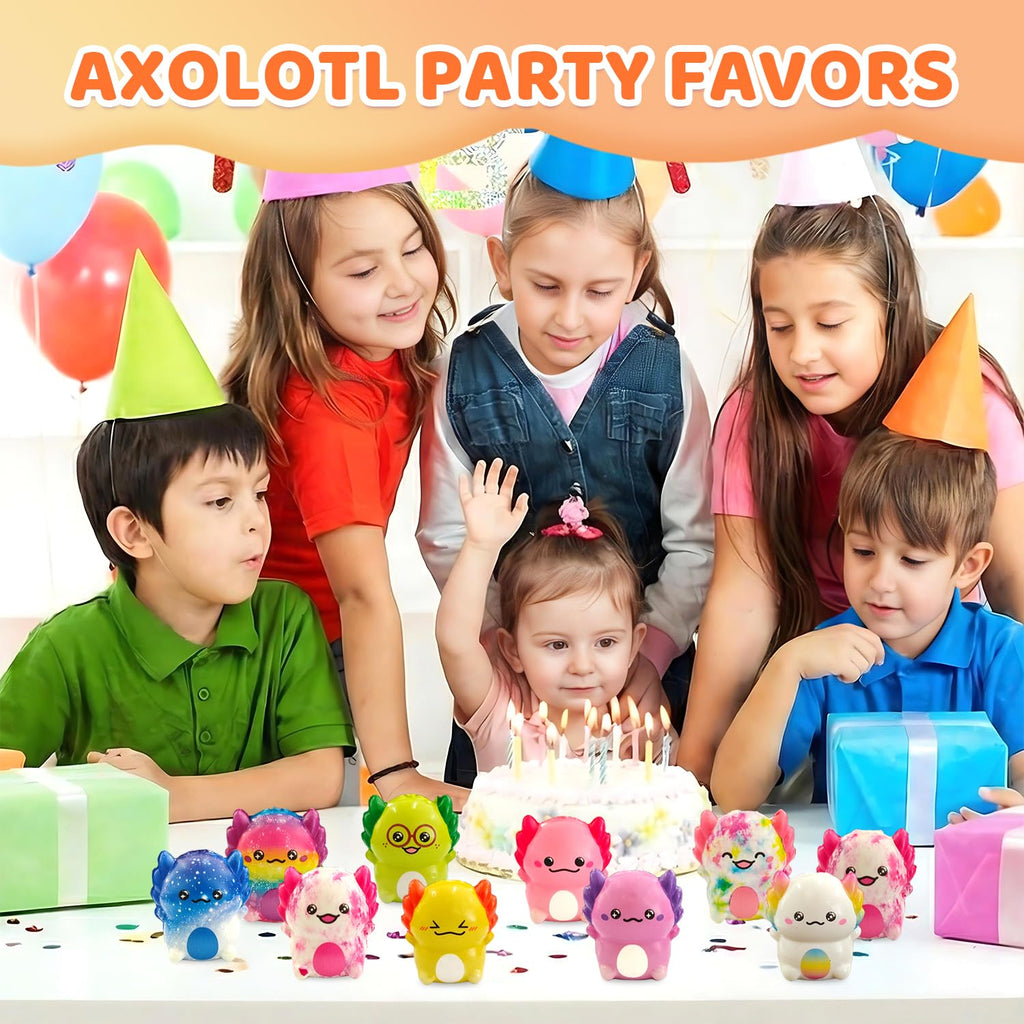 Axolotl Slow Rising Squishy Toys - 20 Pack - Cute Party Favors & Classroom Prizes