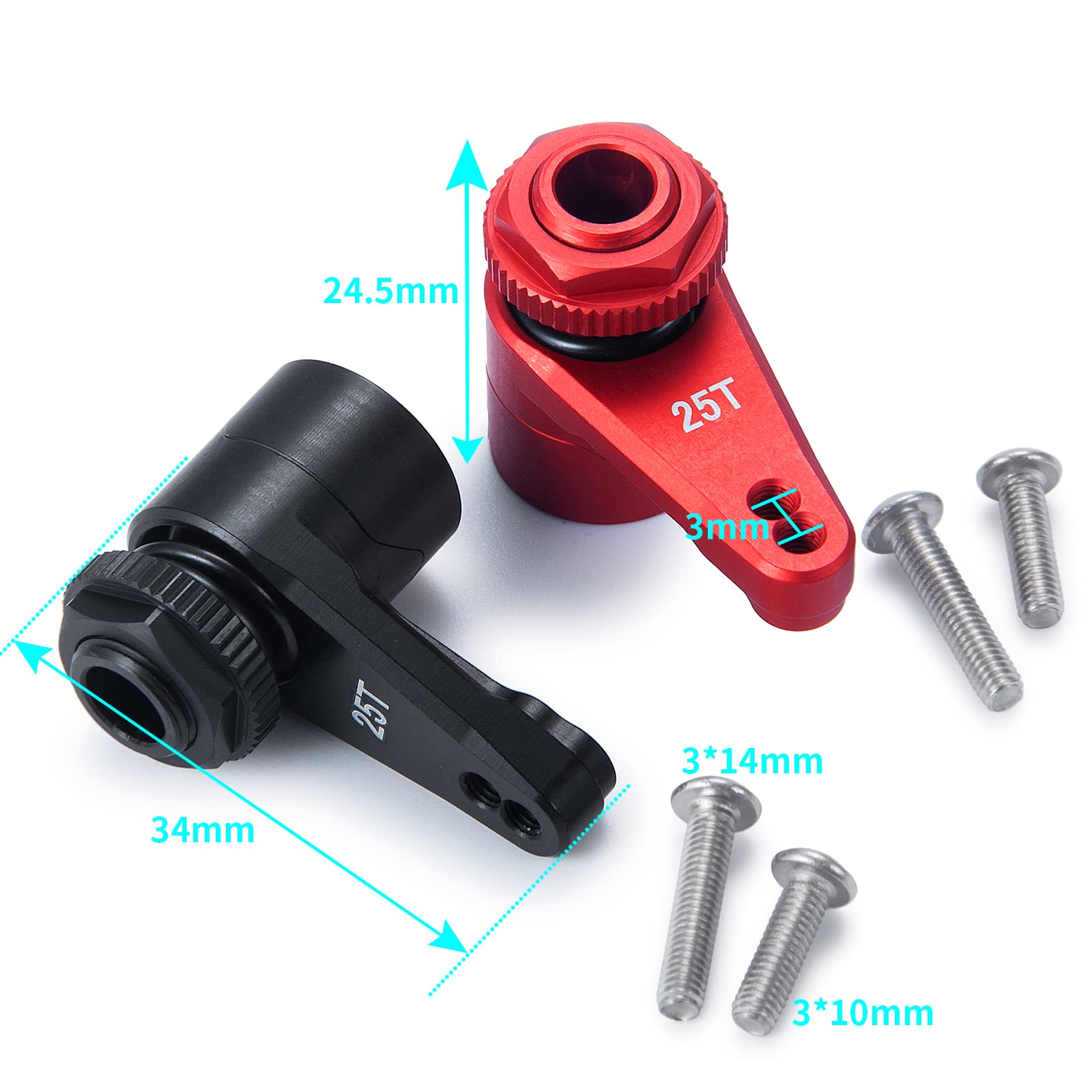 AXSPEED Alloy 25T Steering Servo Arm Horn for 1/10 RC Axial RBX10 AXI03005 Crawler (Red)