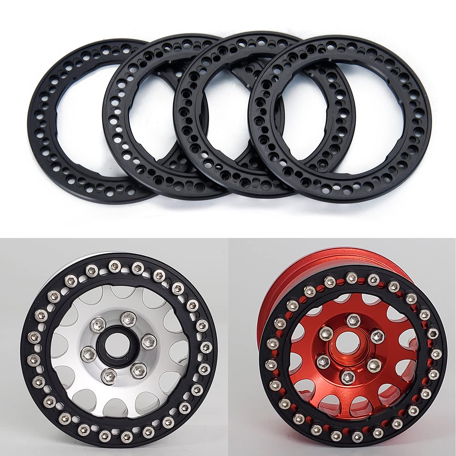 AXSPEED Que-T 1.9 Inch Beadlock Wheel Rings (Black) for 1/10 RC Crawlers SCX10 TRX4