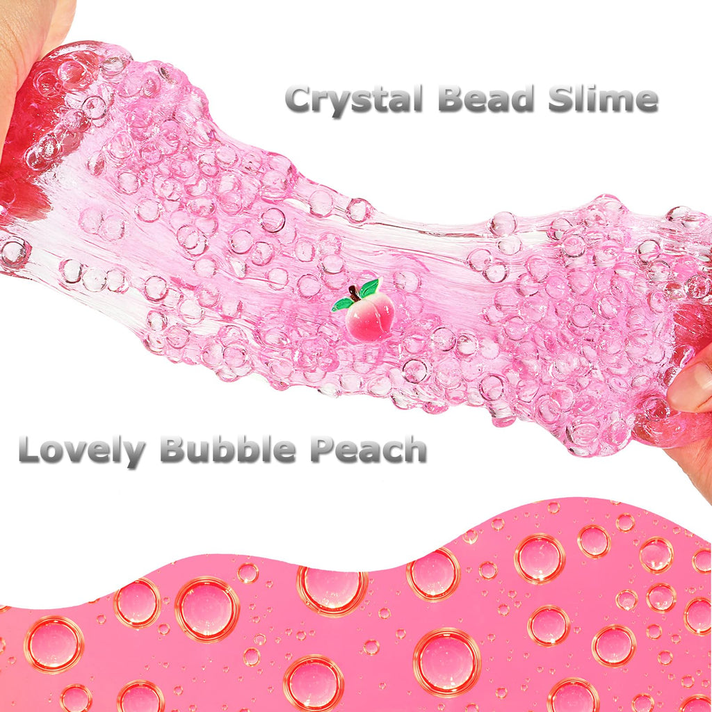 Azeperoy Rose Pink Jelly Cube Glimmer Crunchy Crystal Slime with 4 Add-In Sets for Sensory Play & Stress Relief