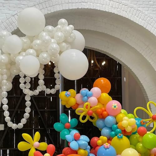 AZOWA 24-Inch White Party Balloons – 10 Large Latex Balloons for Weddings, Birthdays & Baby Showers