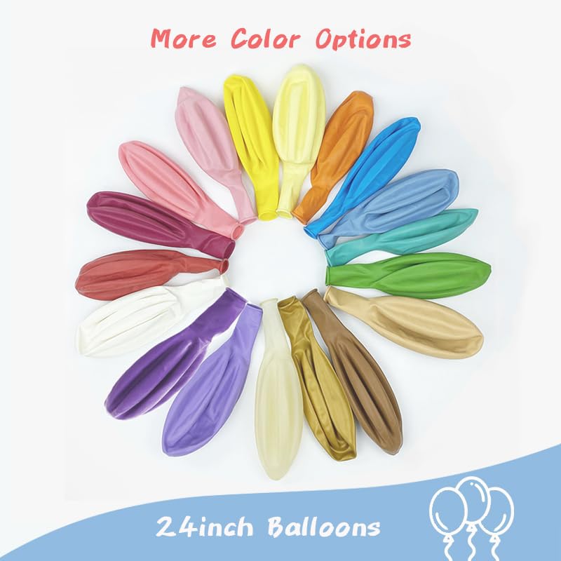 AZOWA 24-Inch White Party Balloons – 10 Large Latex Balloons for Weddings, Birthdays & Baby Showers