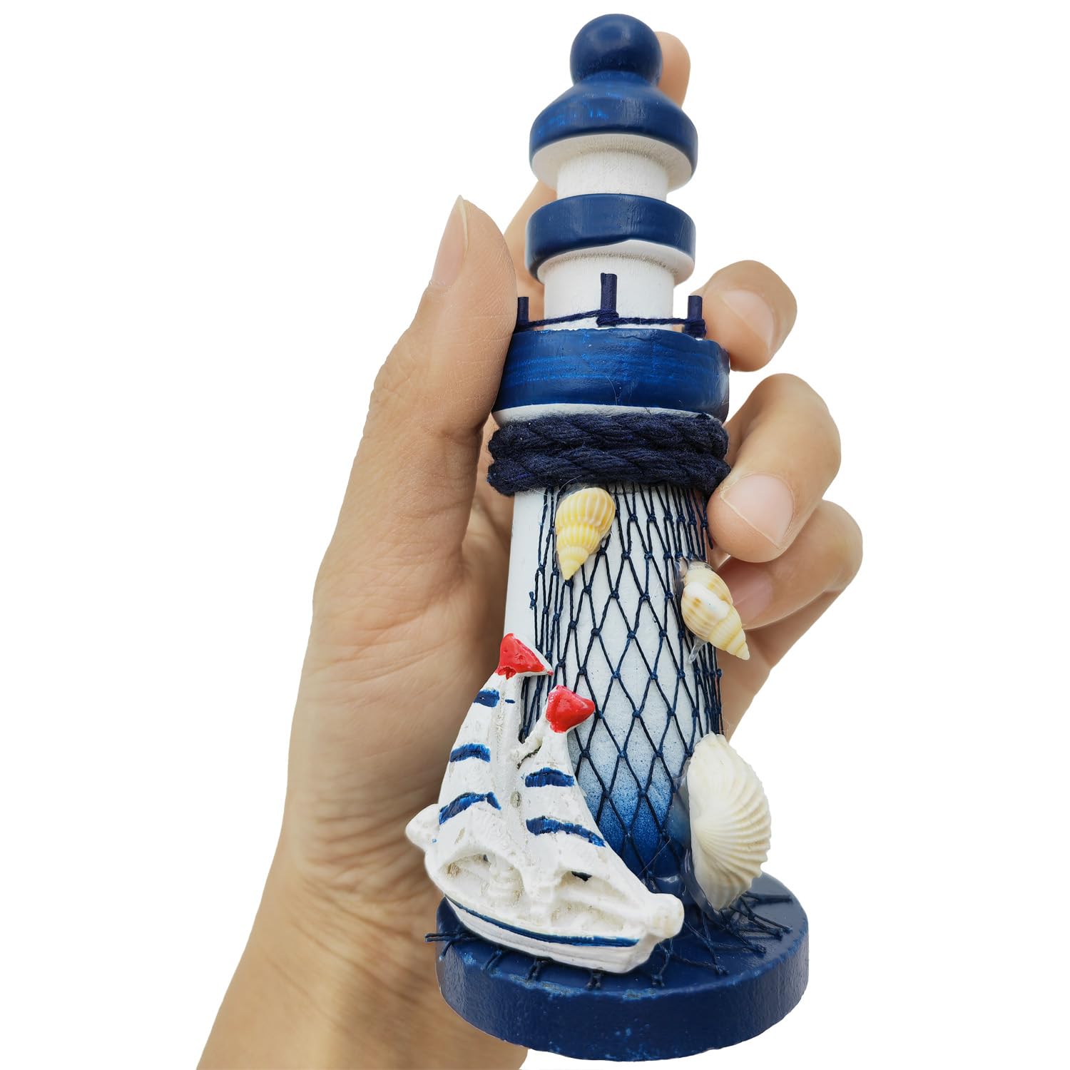 AzsVbvs 2-Pack Mini Lighthouse Decor - Handcrafted Resin Mediterranean Style Nautical Ornaments for Coastal Home Decor