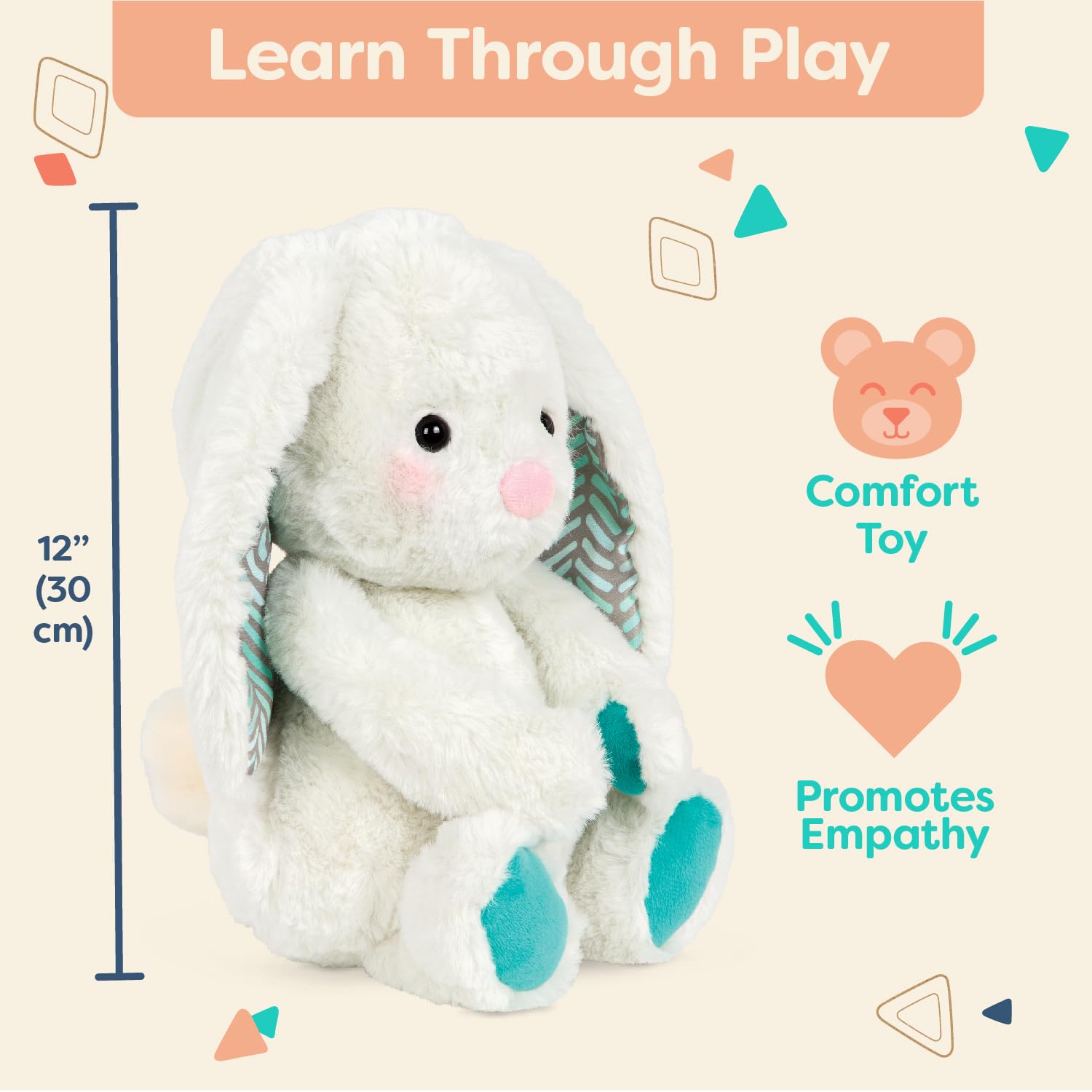 B. toys 12-Inch Peppy-Mint Bunny – Soft Plush Rabbit, Machine-Washable, BPA-Free, Ages 0+
