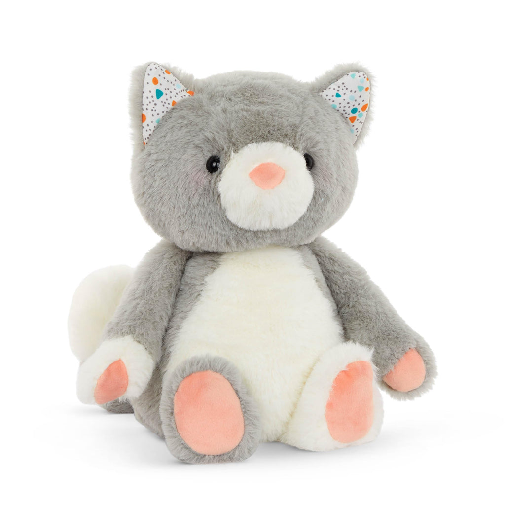 B. toys Cloudy Cosmo Plush Cat – 12-Inch Soft Stuffed Animal, Gray & White, Machine Washable