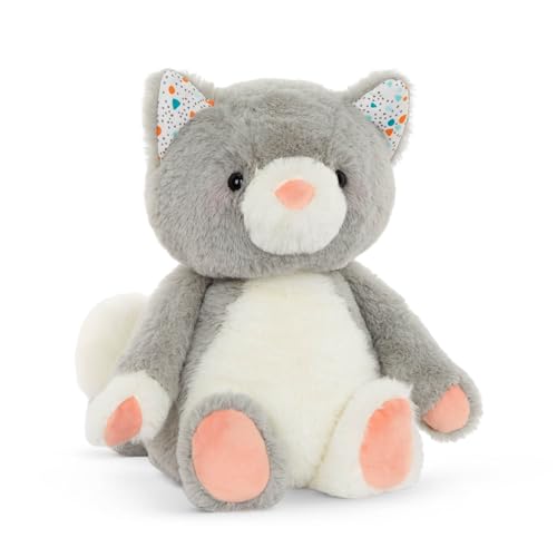 B. toys Cloudy Cosmo Plush Cat – 12-Inch Soft Stuffed Animal, Gray & White, Machine Washable