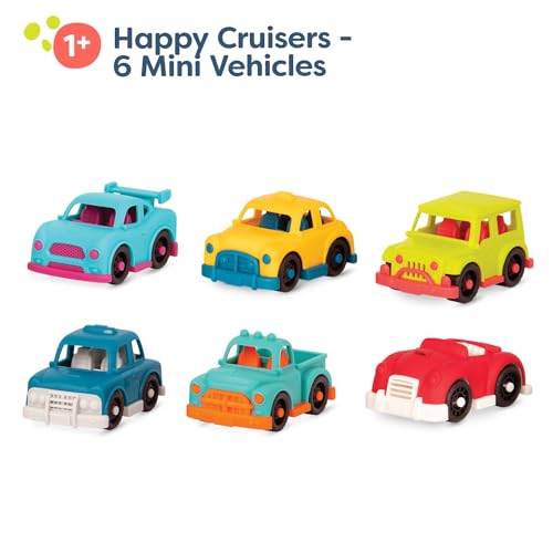 B. toys Happy Cruisers Mini Vehicles Set – 6 Colorful Cars for Toddlers Ages 1+