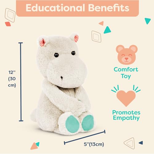 B. toys Happyhues Garry Grey Hippo – 10-Inch Soft Plush Stuffed Animal
