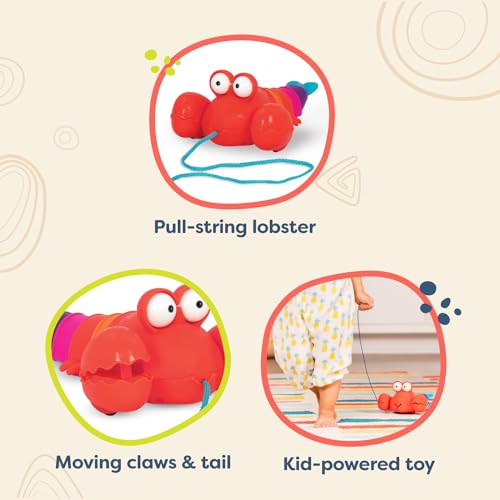 B. Toys Pinchy Pat Pull-Along Lobster – Clacking, Wiggling Walking Toy for Toddlers 18M+