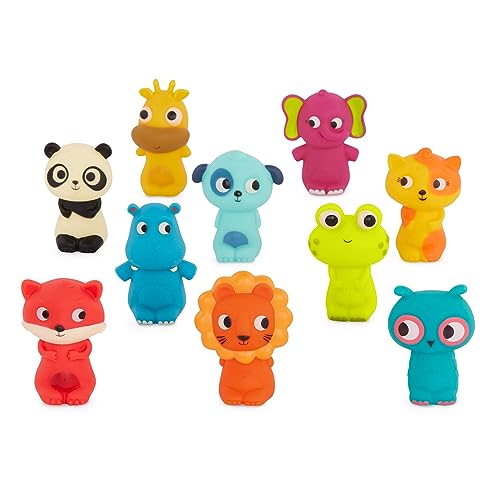 B. toys Pinky Pals Crew – 10 Waterproof Animal Finger Puppets for Kids 10+ Months