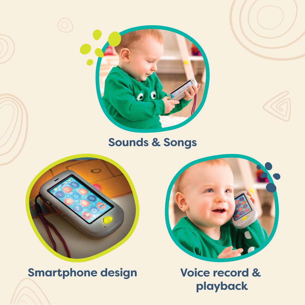 B. toys Silver Hi Phone - Interactive Pretend Play Smartphone for Toddlers 18 Months+
