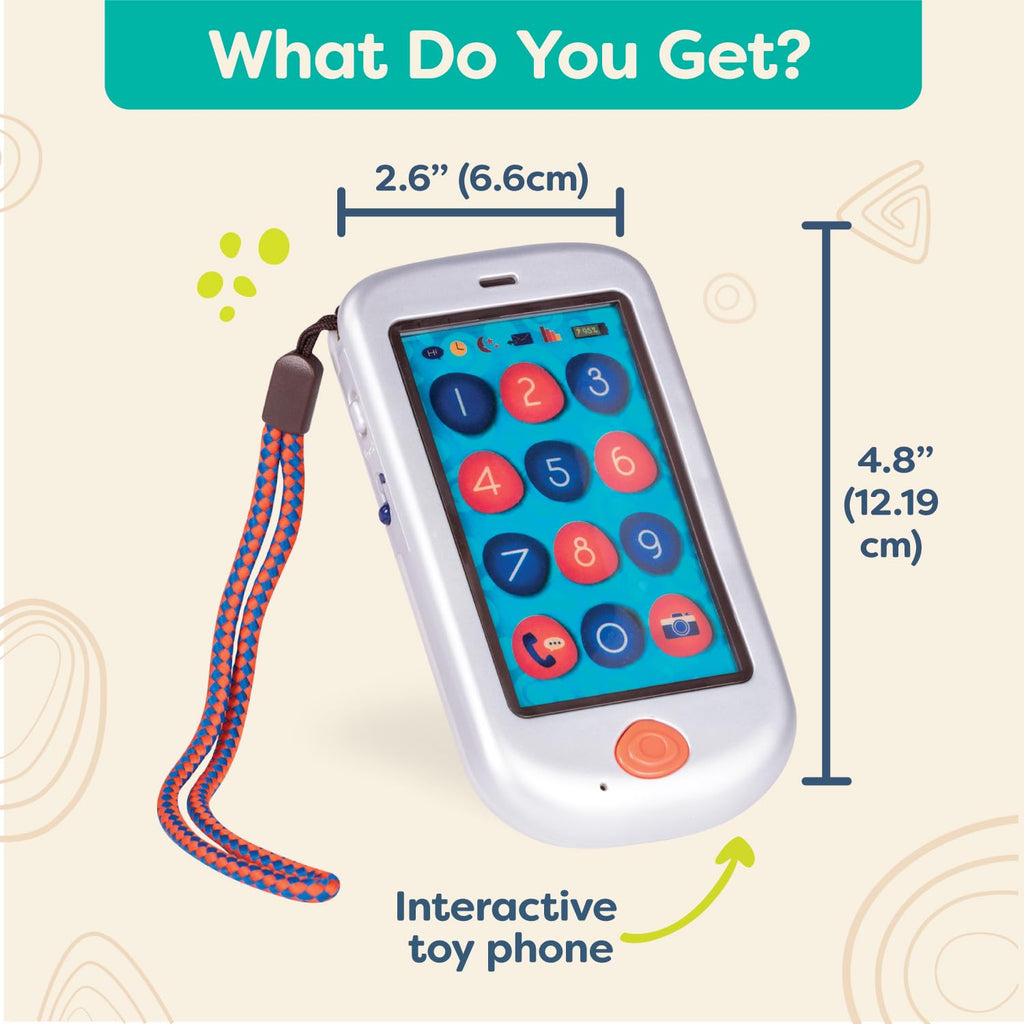 B. toys Silver Hi Phone - Interactive Pretend Play Smartphone for Toddlers 18 Months+