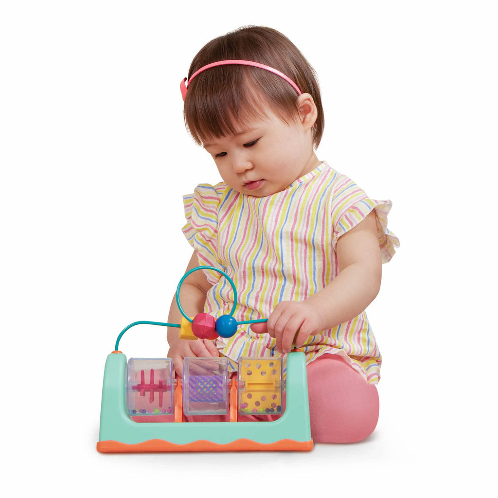 B. toys Spin, Rattle & Roll Bead Maze Activity Station – Sensory Toy for Babies 6 Months+