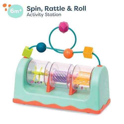 B. toys Spin, Rattle & Roll Bead Maze Activity Station – Sensory Toy for Babies 6 Months+