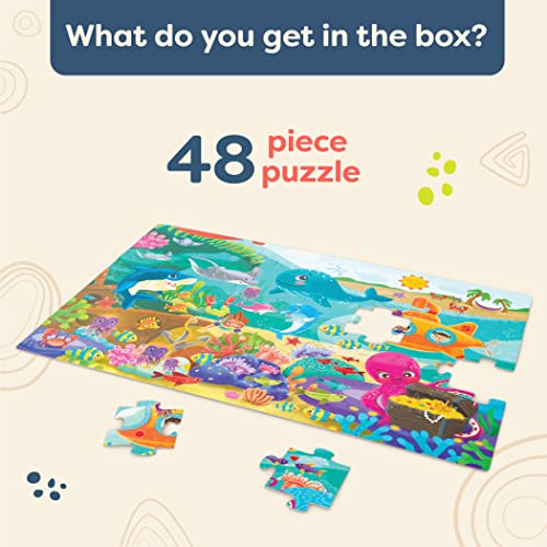 B. toys Under the Sea Floor Puzzle – 48-Piece Jigsaw with Ocean Animals, 24x36 Inches, for Kids Ages 3+