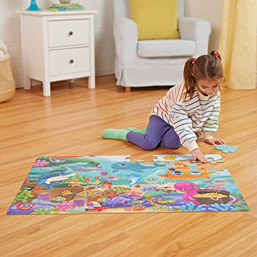 B. toys Under the Sea Floor Puzzle – 48-Piece Jigsaw with Ocean Animals, 24x36 Inches, for Kids Ages 3+