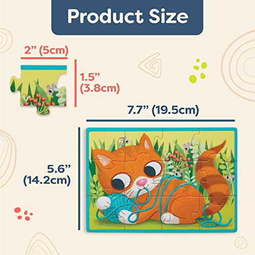 B. toys Wooden Animal Puzzles – 4-Pack of 12-Piece Jigsaw Puzzles for Toddlers Ages 3+