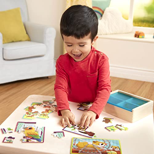 B. toys Wooden Animal Puzzles – 4-Pack of 12-Piece Jigsaw Puzzles for Toddlers Ages 3+