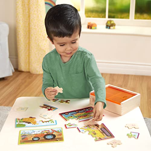 B. toys Wooden Truck Puzzles Set – 4 Jigsaw Puzzles for Kids Ages 3+