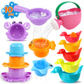 Babelshar 10-Piece Bath Toys for Toddlers 1-3 – Floating Ducks, Stacking Cups & Pouring Water Play