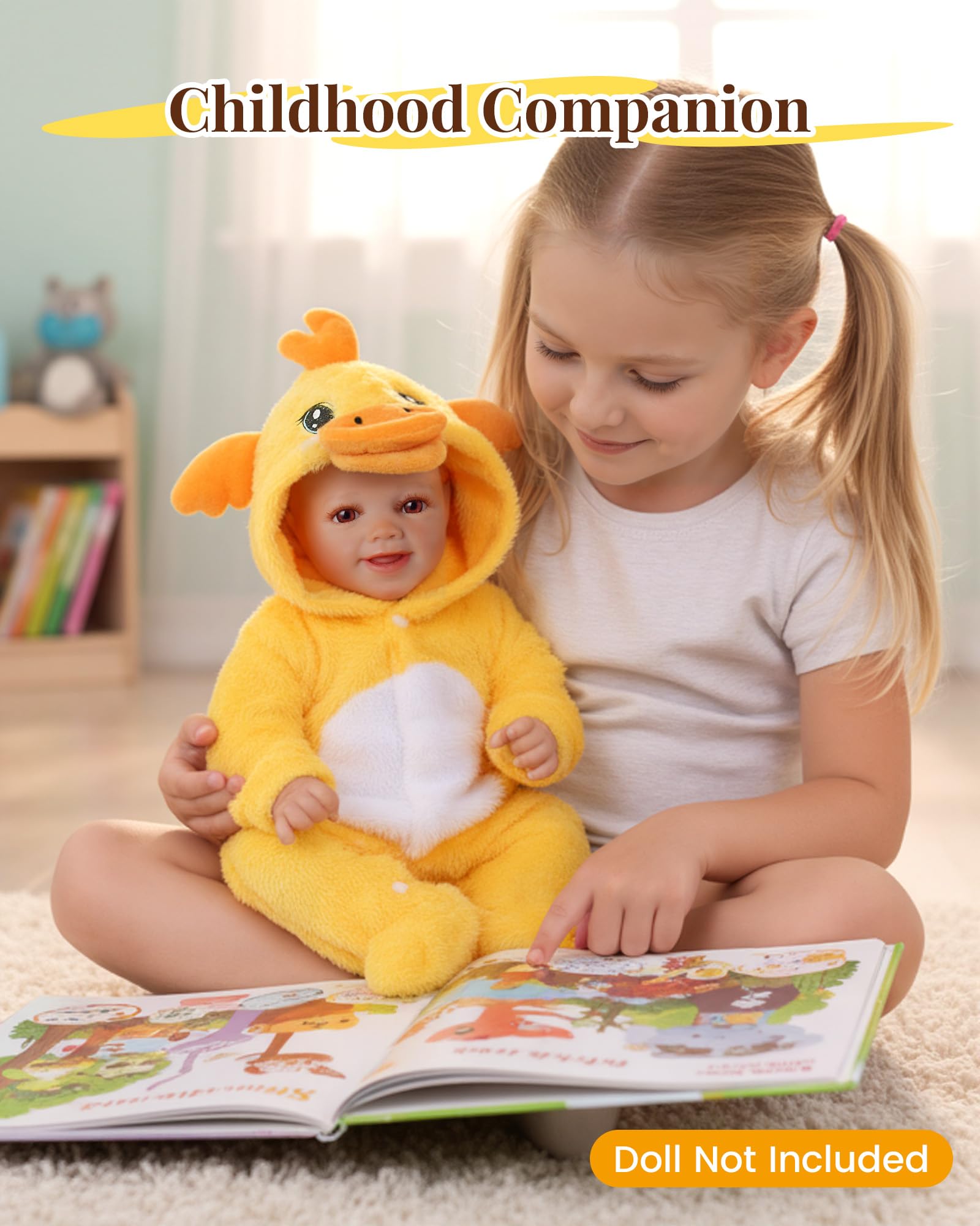 BABESIDE Yellow Duck Reborn Baby Doll Clothes for 17-20 Inch Dolls - Footed Pajamas with Hat