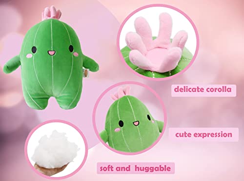 BABOLI Cuddly Cactus Plush - 10 Inch Soft Stuffed Toy with Smile Face and Pink Antenna