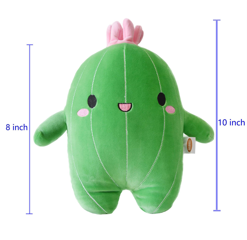 BABOLI Cuddly Cactus Plush - 10 Inch Soft Stuffed Toy with Smile Face and Pink Antenna