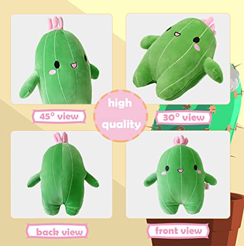 BABOLI Cuddly Cactus Plush - 10 Inch Soft Stuffed Toy with Smile Face and Pink Antenna