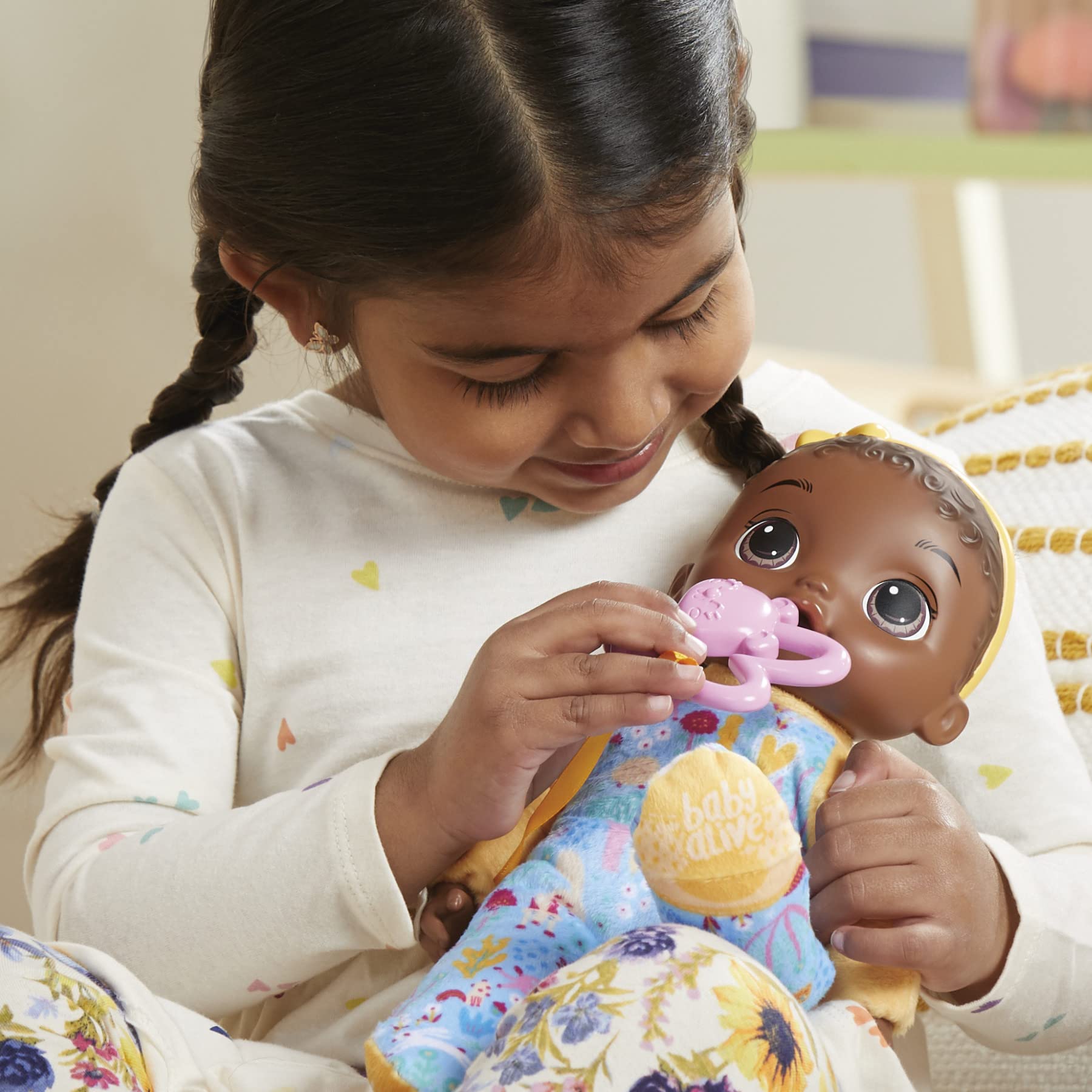 Baby Alive Soft ‘n Cute 11-Inch Doll with Black Hair, Animal Onesie & Teether – Machine Washable Toddler Toy for Ages 18+ Months