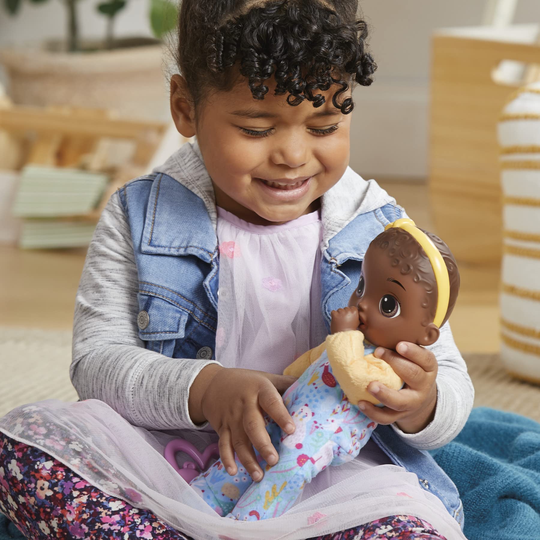 Baby Alive Soft ‘n Cute 11-Inch Doll with Black Hair, Animal Onesie & Teether – Machine Washable Toddler Toy for Ages 18+ Months