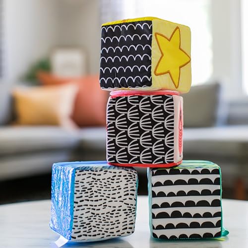 Baby Einstein Explore & Discover Soft Blocks – Multi-Sensory Stacking Toy Set for Babies 3 Months+