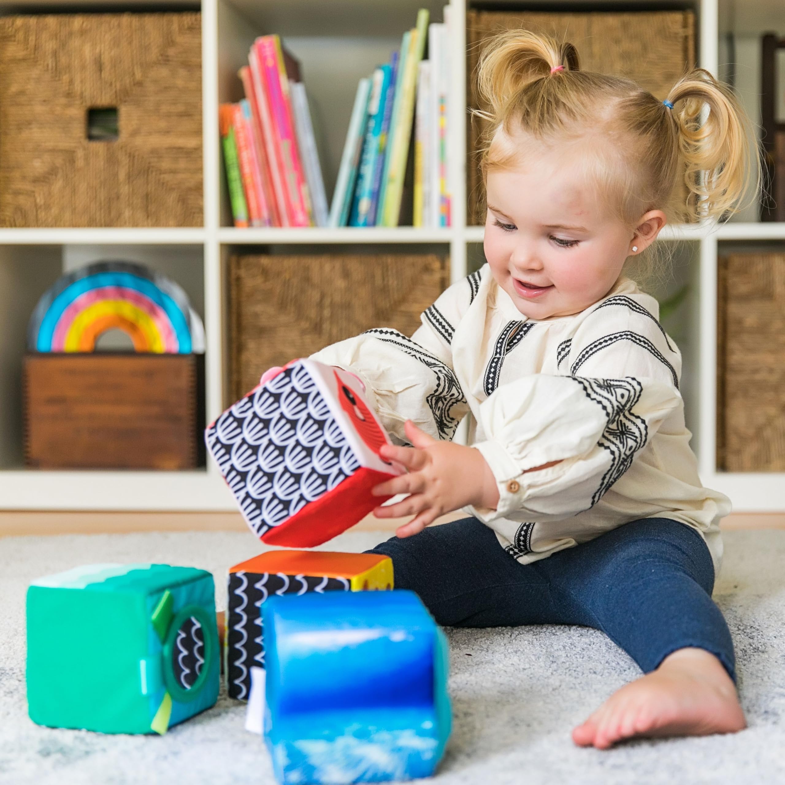 Baby Einstein Explore & Discover Soft Blocks – Multi-Sensory Stacking Toy Set for Babies 3 Months+