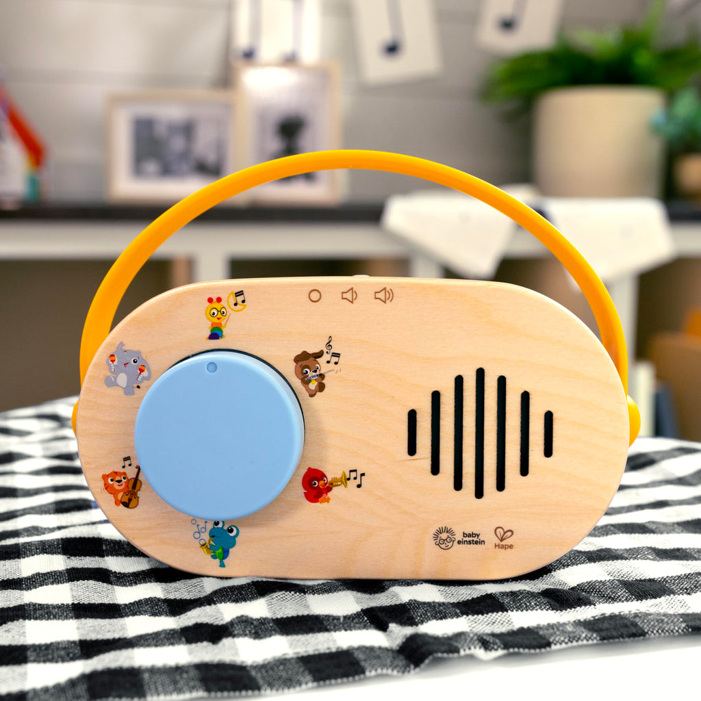 Baby Einstein + Hape Discovery Radio Toy: Musical Wooden Toy with Lights & Sounds for Ages 6 Months+