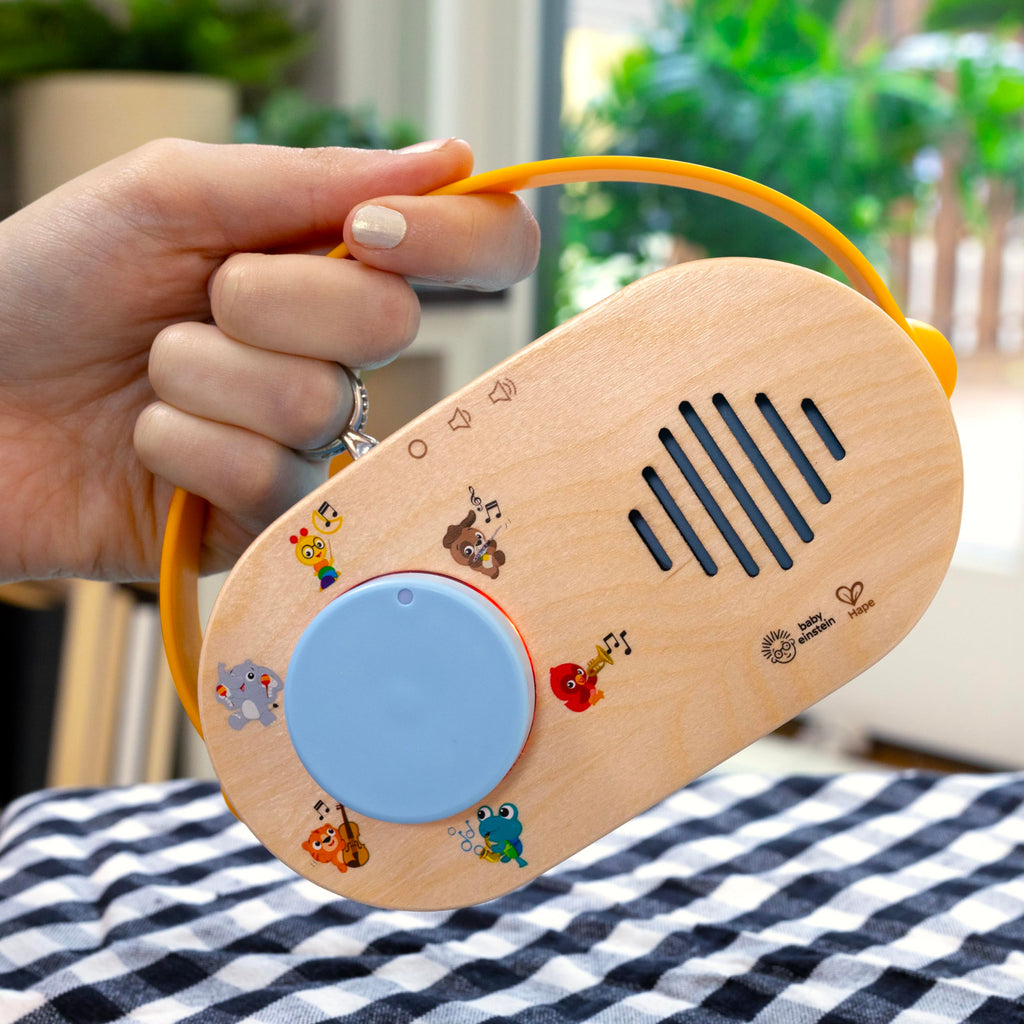 Baby Einstein + Hape Discovery Radio Toy: Musical Wooden Toy with Lights & Sounds for Ages 6 Months+