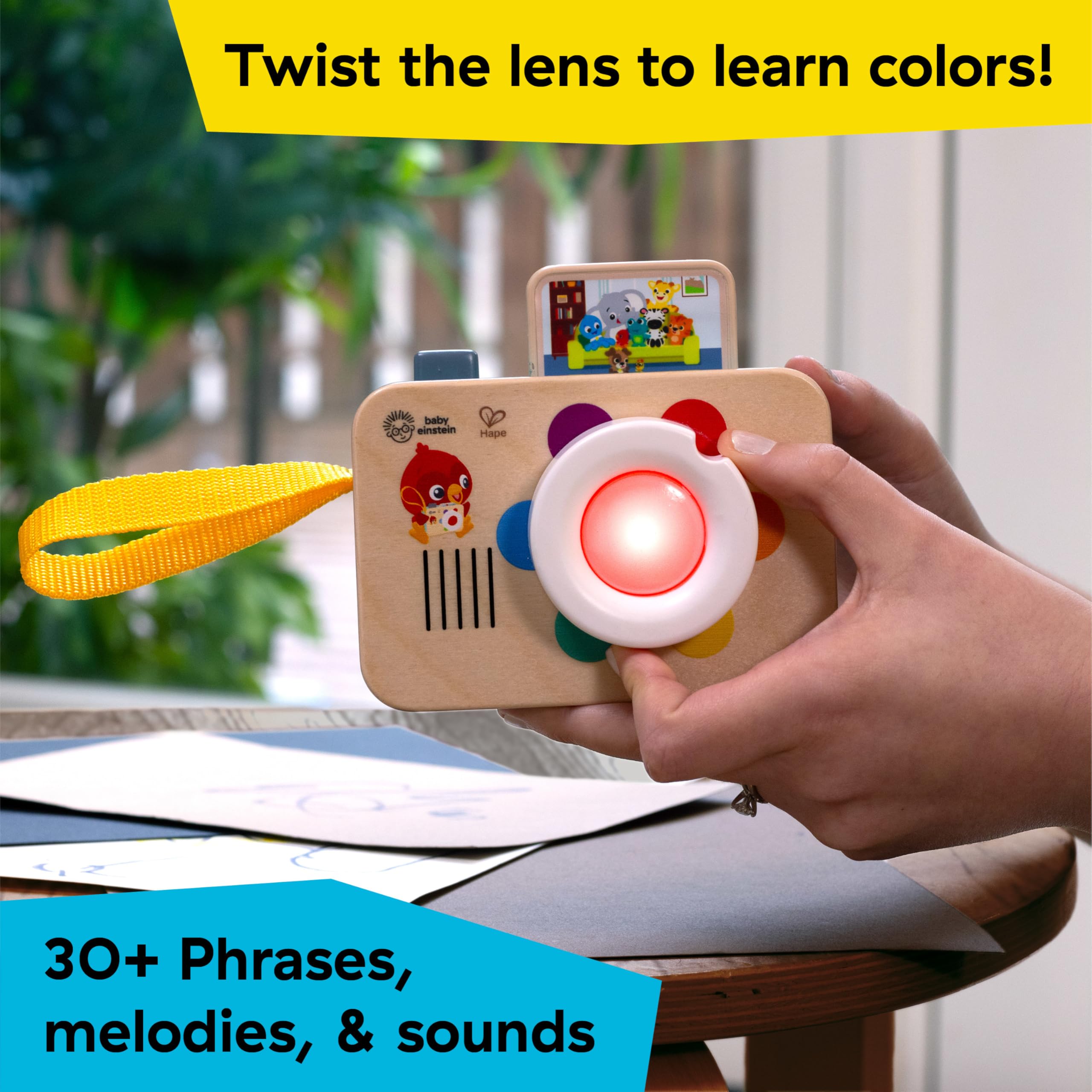 Baby Einstein + Hape Learning Lens Toy Camera – Color Learning and Pretend Play with 4 Languages