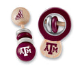 Baby Fanatic NCAA Texas A&M Aggies Wood Rattle 2-Pack - Officially Licensed Baby Toy