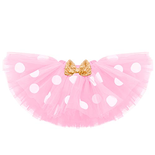 Baby Girls 1st Birthday Polka Dot Romper Tutu Skirt Mouse Ears Headband Cake Smash Outfit by IMEKIS