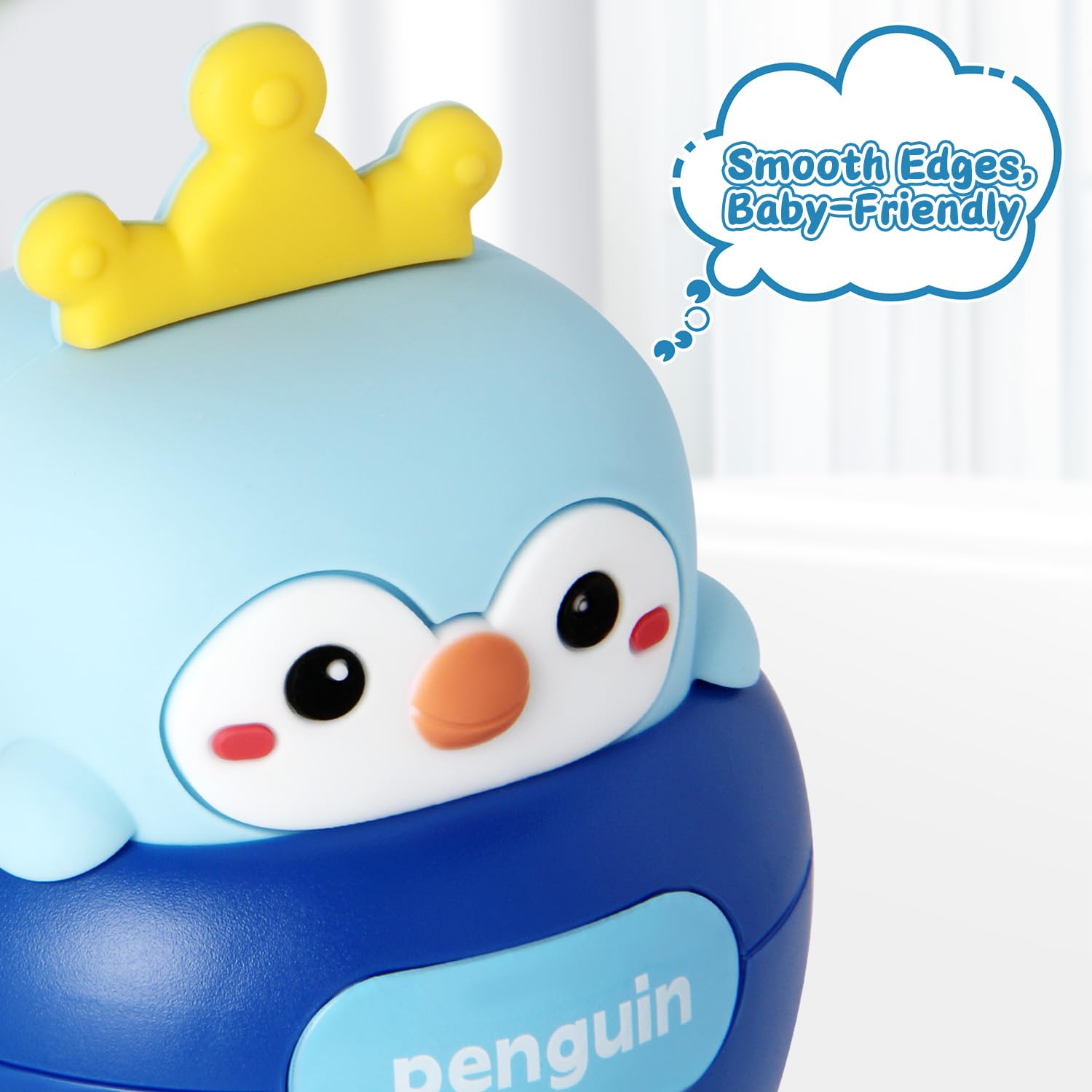Baby Penguin Wobble Toy – Musical Roly-Poly Tumbler with BPA-Free Teether for 3-12 Month Infants