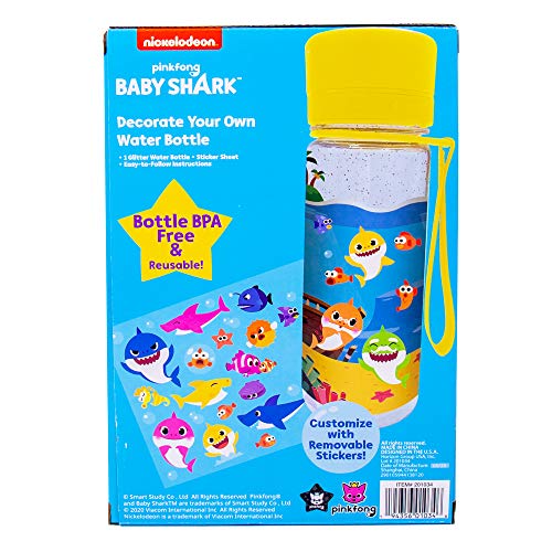 Baby Shark Decorate Your Own Water Bottle with Glitter and Removable Stickers