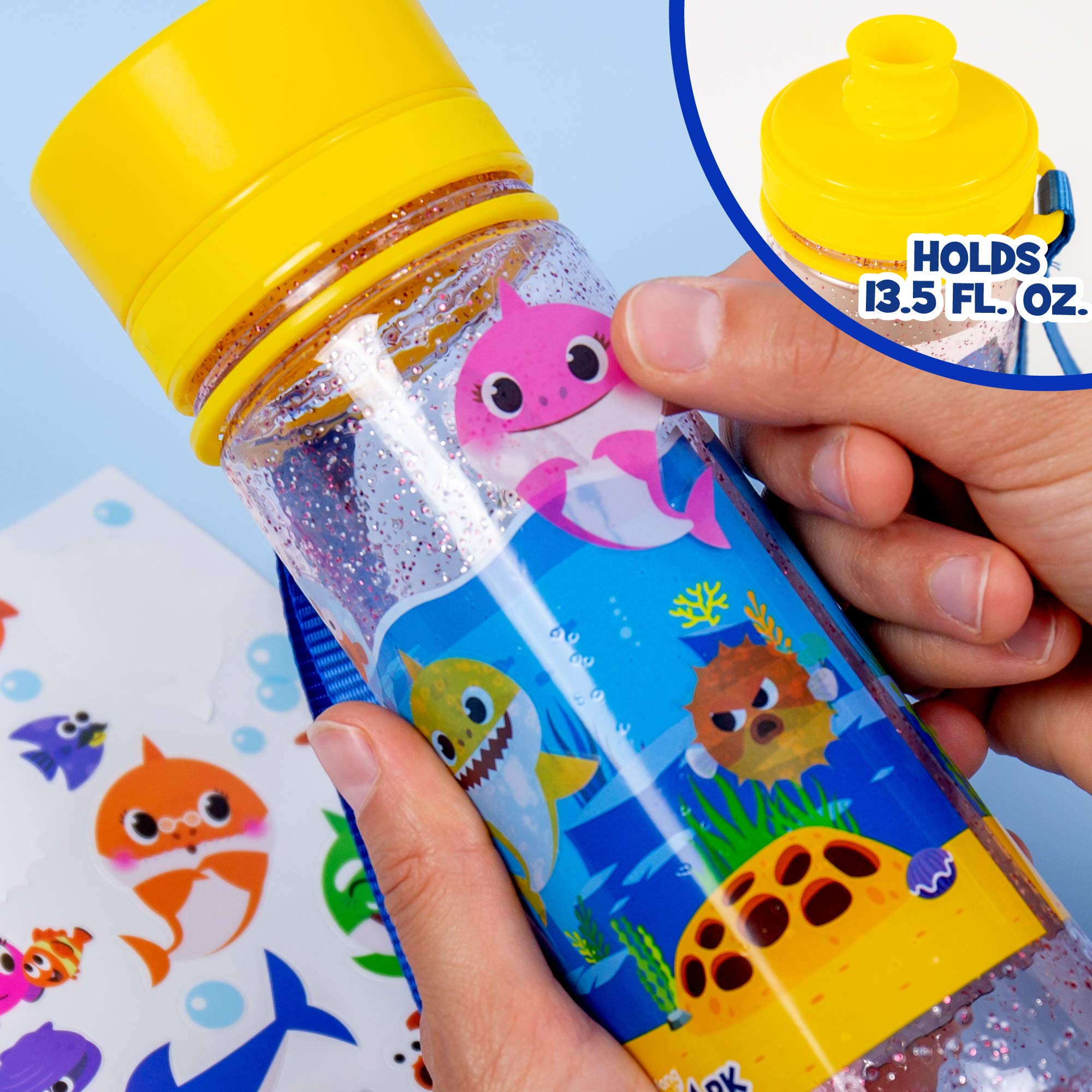 Baby Shark Decorate Your Own Water Bottle with Glitter and Removable Stickers