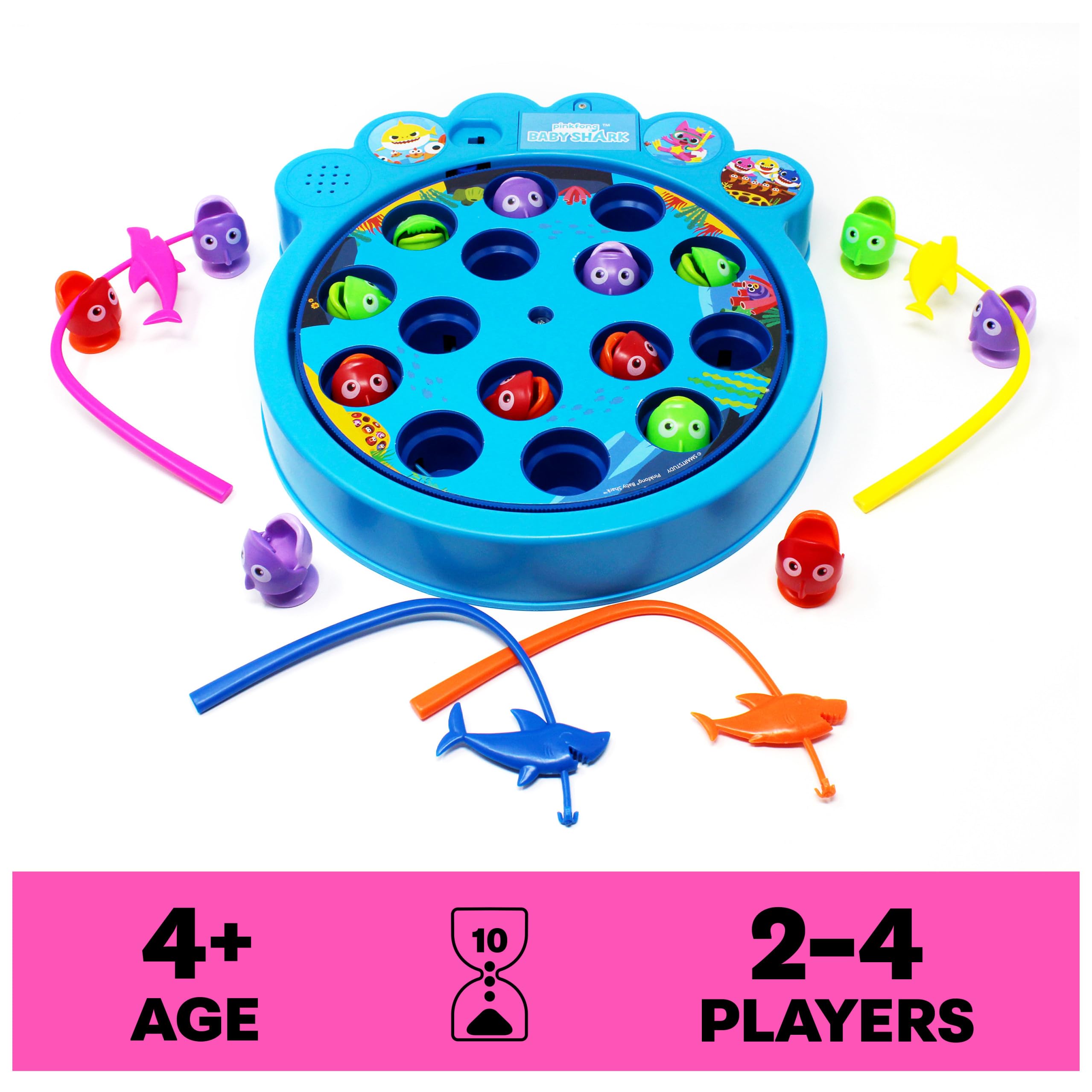 Baby Shark Let's Go Hunt Musical Fishing Game – Spin Master Preschool Board Game for 2-4 Players, Ages 4+