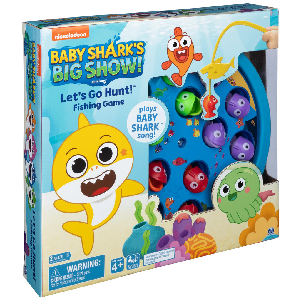 Baby Shark Let's Go Hunt Musical Fishing Game – Spin Master Preschool Board Game for 2-4 Players, Ages 4+