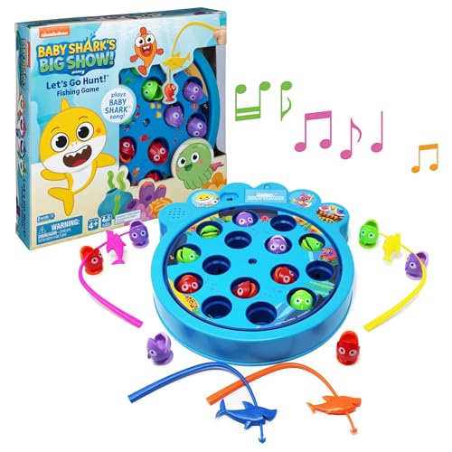 Baby Shark Let's Go Hunt Musical Fishing Game – Spin Master Preschool Board Game for 2-4 Players, Ages 4+