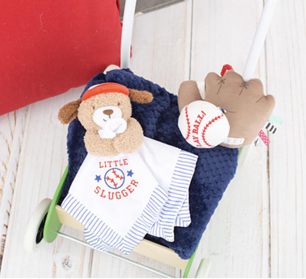 Baby Starters Plush 13-Inch Puppy Snuggle Buddy with Rattle, Baseball Design, Satin Trim