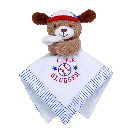Baby Starters Plush 13-Inch Puppy Snuggle Buddy with Rattle, Baseball Design, Satin Trim