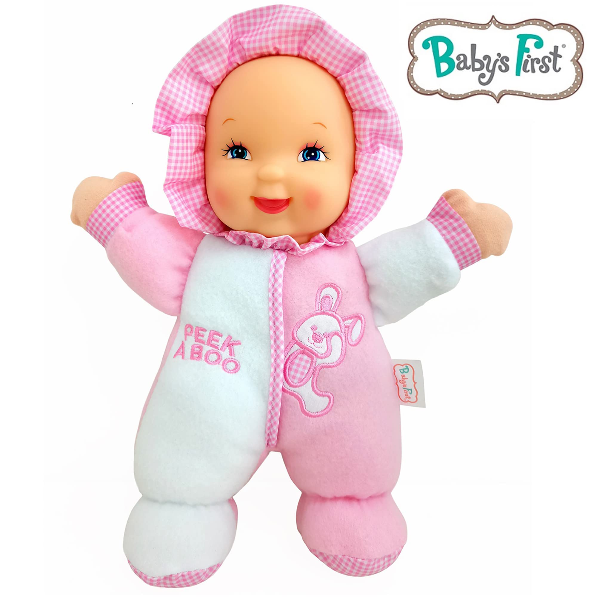 Baby's First Soft & Snuggle Bunny Doll - 11" Machine Washable Plush Infant Toy with Rattle