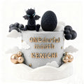 BACH AND BOOZY Black Dragon Cake Topper with Dragon Eggs and Gold Black Balls – Fantasy Party Cake Decor